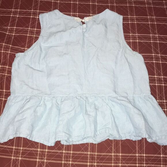 3/$15 Elisabeth grace thin Striped blue sleeveless top peplum keyhole size XL - Picture 4 of 8